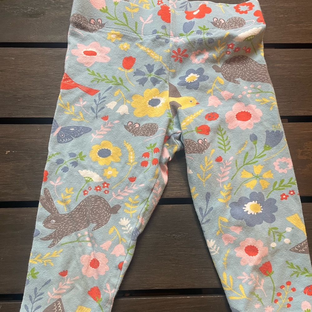 Boden Light Blue Floral & Bunny Print Leggings